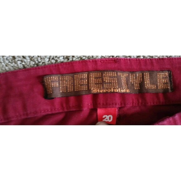 Freestyle Revolution Velveteen Pants Size 20 Low Rise Deep Red Straight Leg Vtg - Picture 3 of 11